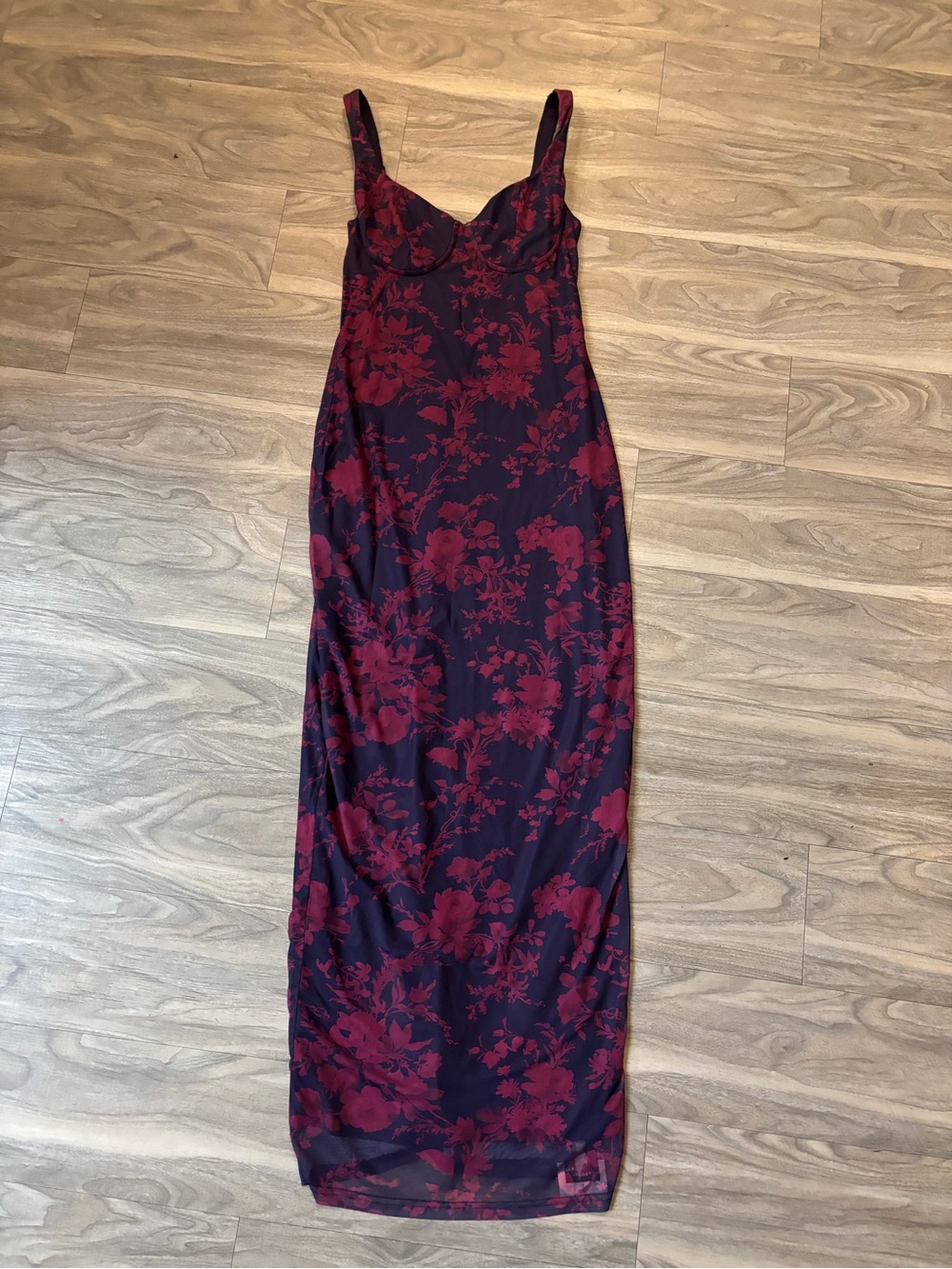 Floral Slip Maxi Dress in Burgundy and Deep Purple